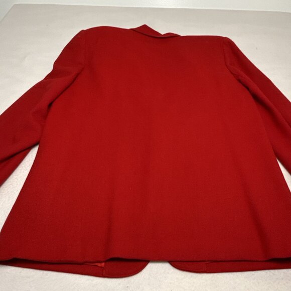 Sag Harbor 100% Wool Blazer Womens 14 Red One-Button V-Neck Collar Pocket Lined - Picture 9 of 9